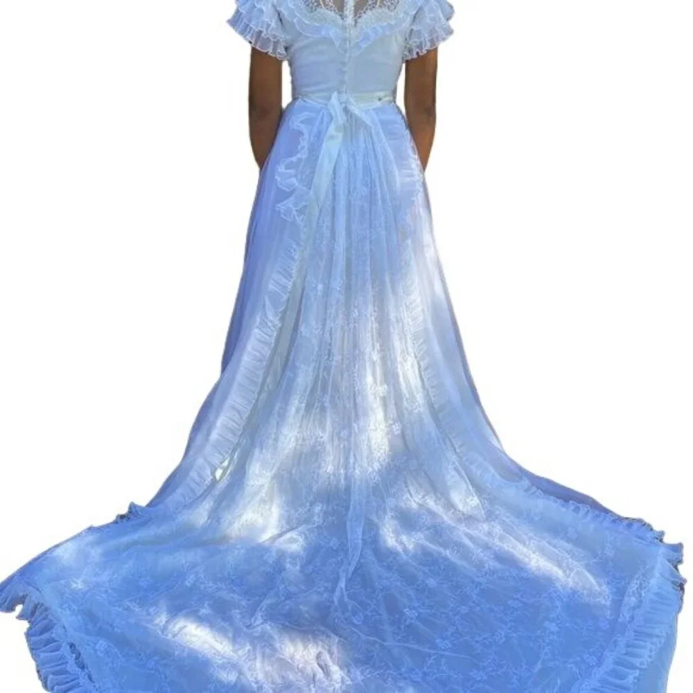 Vintage Handmade White Lace Wedding Dress 1985 Ruffles Cottage Core 4/6 - Picture 14 of 16